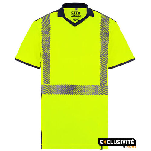 TSHIRT KITA JAUNE/MARINE MC 100% POLYESTER 37.5�