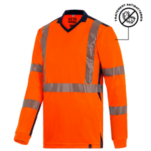 TSHIRT KITA ORANGE/MARINE ML 100% POLYESTER 37.5�