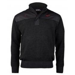 PULL COL MONTANT ONTARIO ZIPPE GRIS LAINE/ACRYLIQYUE 85/15 LISERET NOIR