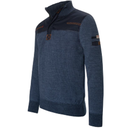 PULL COL MONTANT ONTARIO ZIPPE JEANS CHINE LAINE/ACRYLIQYUE 85/15