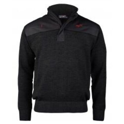 PULL COL MONTANT ONTARIO ZIPPE NOIR LAINE/ACRYLIQYUE 85/15