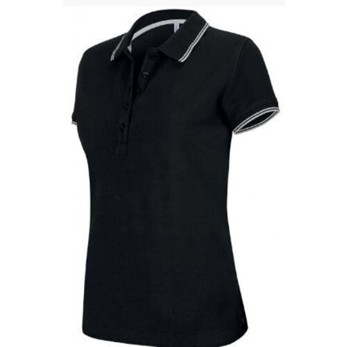 POLO FEMME NOIR/GRIS MC COTON COL CONTRASTE 100% COTON R&eacute;f : K251