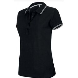 POLO FEMME NOIR/GRIS MC COTON COL CONTRASTE 100% COTON R&eacute;f : K251