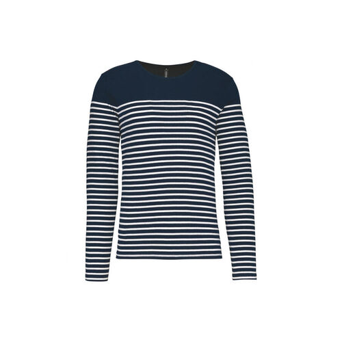 MARINIERE ML HOMME 100% COTON Navy/BLANC 220GR REF K366