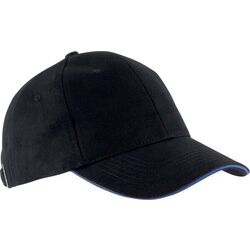 CASQUETTE KARIBAN ORLANDO NOIR/BLEU ROY COTON BROSSE R&eacute;f : KP011