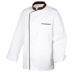 VESTE CUISINE ENERGY PC ML BLANCHE PAREMENT CHOCOLAT