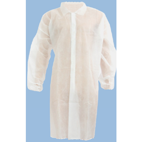 LOT DE 10 BLOUSES JETABLES POLYPRO PRESSIONS BLANCHE 35G/M2 REF.BPP-W35