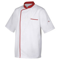 VESTE CUISINE ENERGY PC MC  BLANCHE PAREMENT ROUGE