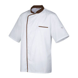 VESTE CUISINE ENERGY PC MC  BLANCHE PAREMENT CHOCOLAT