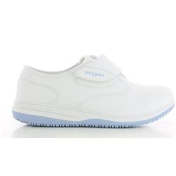 CHAUSSURE CUIR EMILY/ELIANE TYPE BASKET A SCRATCH BLANC/CIEL REF LBL