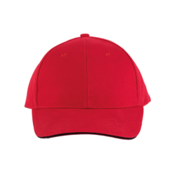 CASQUETTE KARIBAN ORLANDO ROUGE LISERE NOIR COTON BROSSE R&eacute;f : KP011