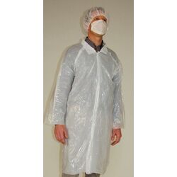 BLOUSE VISITEUR POLYETHYLENE BLANC TU A  PRESSIONS SACHET DE 10 PCES REF.41214