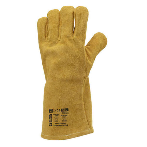 GANT SOUDEUR CROUTE BOVIN BEIGE DOUBLE MOLLETON 15CM REF.1WEL330