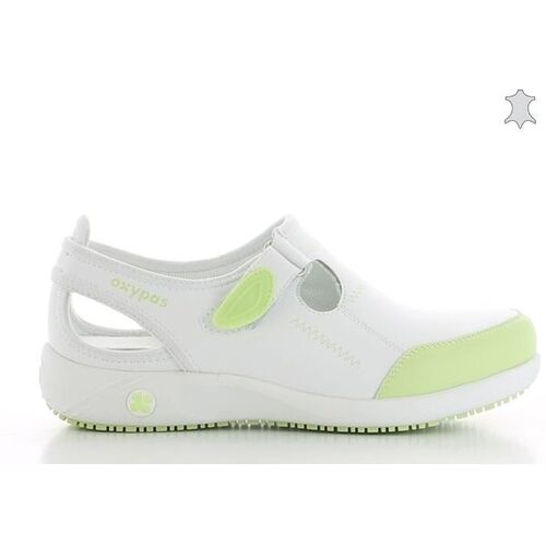 SABOT LINA/LILIA CUIR SOUPLE A BRIDE BLANC/VERT R&eacute;f : LGN