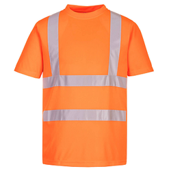 T SHIRT HV ORANGE 100% POLYESTER RECYCLE NID D'ABEILLE 150G REF.EC12