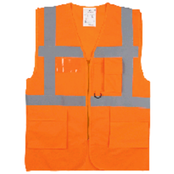 GILET SAFARI HV ORANGE EN471 MAILLE AEREE REF.GILETSAFAI9OF