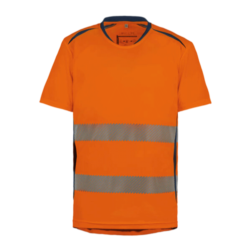 T SHIRT MC LONG LIFE ORANGE/MARINE 61% EN POLYESTER RECYCLES