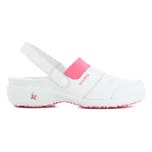 CHAUSSURE SHEILA/SANDY CUIR SOUPLE A BRIDE  BLANC /FUCHSIA REF.FUX