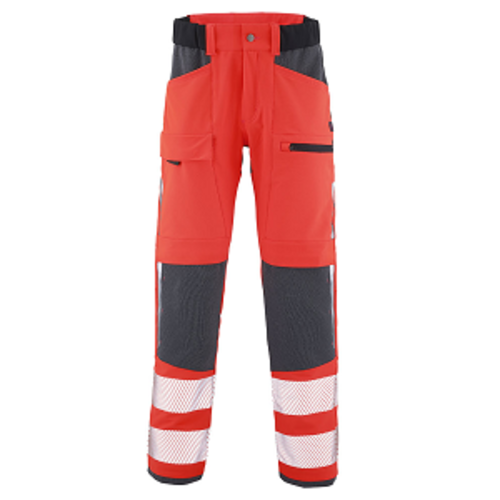 PANTALON TWIST HV ROUGE FLUO/GRIS CHARCOAL POLY/ELASTH 235GR REF.1GRAFHV