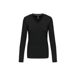 T SHIRT FEM.KARIBAN ML COL V COTON R&eacute;f.K382