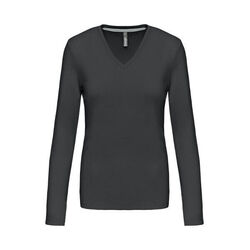 T SHIRT FEM.KARIBAN ML COL V COTON R&eacute;f.K382