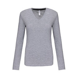 T SHIRT FEM.KARIBAN ML COL V COTON R&eacute;f.K382