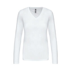 T SHIRT FEM.KARIBAN ML COL V COTON R&eacute;f.K382