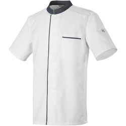 VESTE DE CUISINE MIXTE ABAX MC BLANC/GRIS POLYCOTON