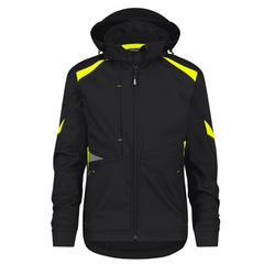 VESTE KALAMA SOFTSHELL BICOLORE NOIR/JAUNE 100% POLYESTER 280GR