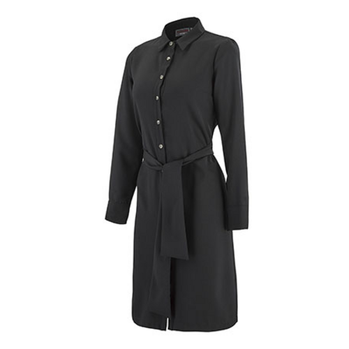 ROBE GARANCE NOIR CEINTURE A NOUER POLY/ELAS REF.9GRN 110