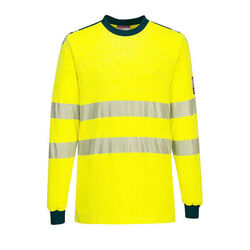 T-SHIRT HI-VIS JAUNE/MARINE MODACRYLIQUE/COTON 300GR REF.FR701