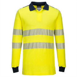 POLO JAUNE/MARINE HV IGNIFUGE MODACRYLIQUE/COTON 210GR REF.FR702
