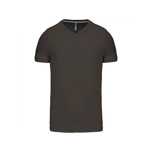 T SHIRT HOMME KARIBAN MC COL V COTON COULEUR R&eacute;f.K357