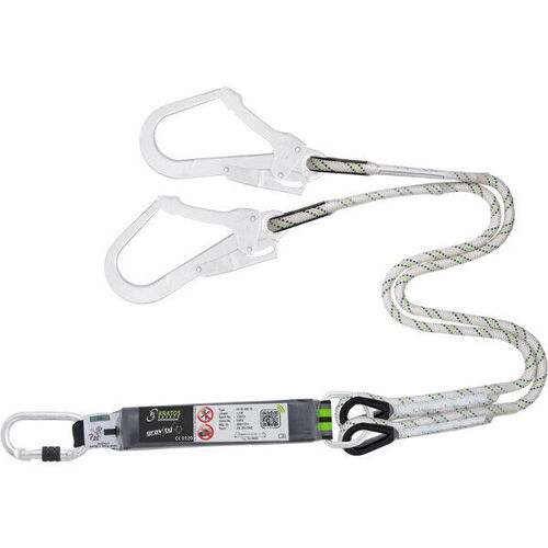 LONGE FOURCHE TRESS&Eacute;E 1 M AVEC ABSORBEUR D'&Eacute;NERGIE ET MOUSQUETONS FA 30 600 10