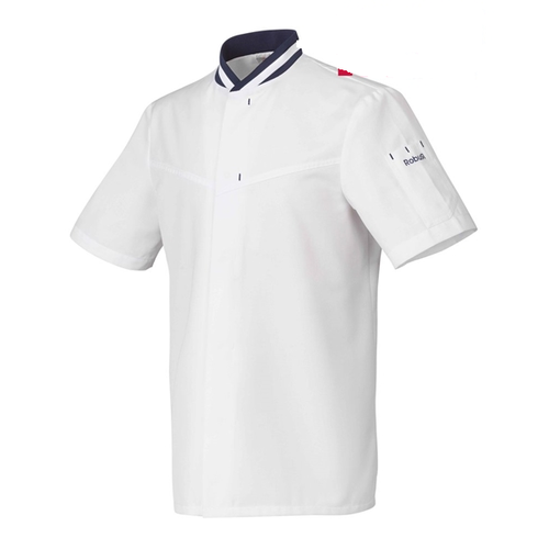 VESTE DE CUISINE MIXTE HYLO MC COL EN BORD COTE POLY COTON 210GR