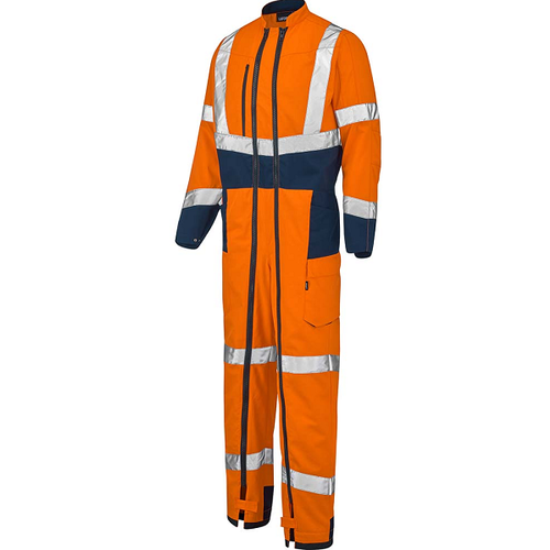 COMBI 2 ZIP OPTIC PI ORANGE FLUO/MARINE 50% POLY RECYCLE 50% COTON REF.5HVH3PI