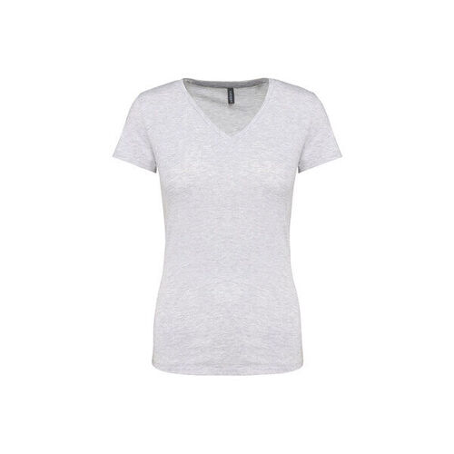 T SHIRT FEM.KARIBAN AJUSTE MC COL V COTON R&eacute;f.K381