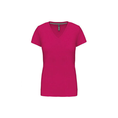 T SHIRT FEM.KARIBAN AJUSTE MC COL V COTON R&eacute;f.K381