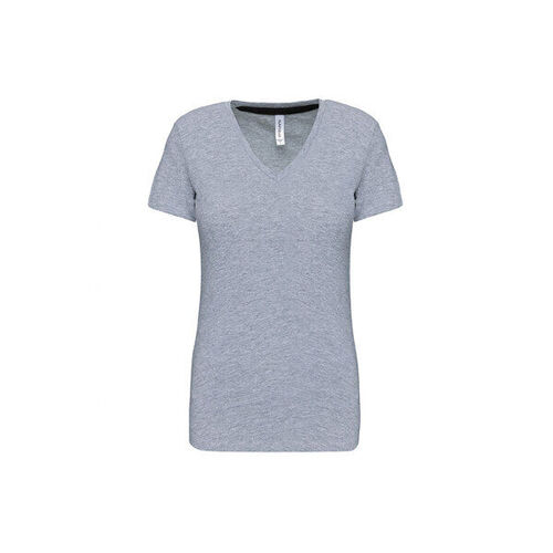 T SHIRT FEM.KARIBAN AJUSTE MC COL V COTON R&eacute;f.K381