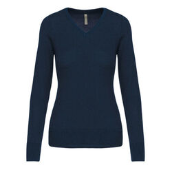 PULL FEMME COL V COTON ACRYLIQUE 50/50 K966