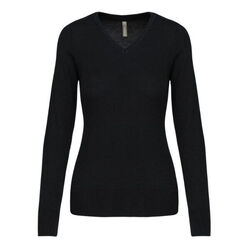 PULL FEMME COL V COTON ACRYLIQUE 50/50 K966
