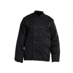 VESTE CUISINE A PRESSIONS MANCHES LONGUES PC NOIR REF 16BPN
