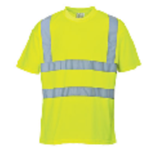 T SHIRT HV EN471 CL2 MC POLYESTER FLUO JAUNE AV.BANDES