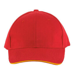 CASQUETTE KARIBAN ORLANDO ROUGE/JAUNE COTON BROSSE R&eacute;f : KP011