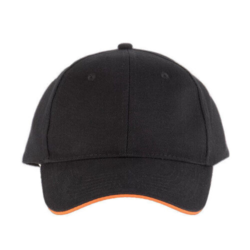 CASQUETTE KARIBAN ORLANDO NOIR/ORANGE COTON BROSSE R&eacute;f : KP011