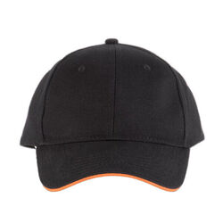 CASQUETTE KARIBAN ORLANDO NOIR/ORANGE COTON BROSSE R&eacute;f : KP011