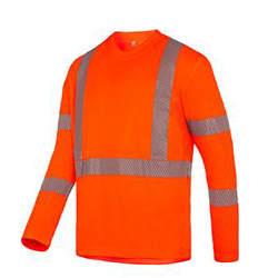 T SHIRT AKTI ML ROUGE FLUO MAILLE PIQUEE ANTIBACTERIEN 100% POLYESTER