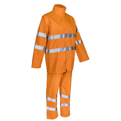 ENSEMBLE DE PLUIE ORANGE HV KAWA 100% POLYESTER ENDUCTION POLYURETHANE  5KAW170
