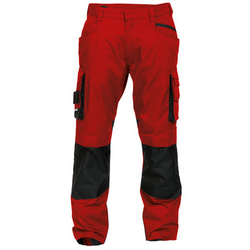 PANT DE TRAVAIL NOVA BICOLORE PC 250g  ROUGE/NOIR +POCHE GENOU