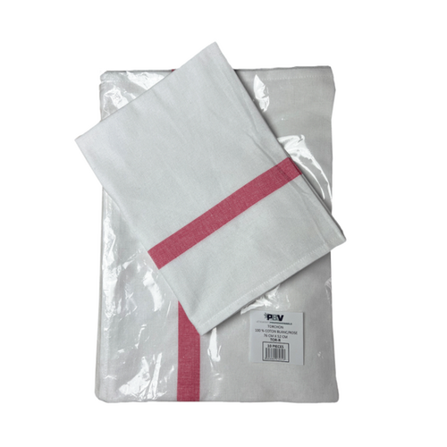 TORCHON BLANC/ROSE 100% COTON 180GR REF.TOR-R